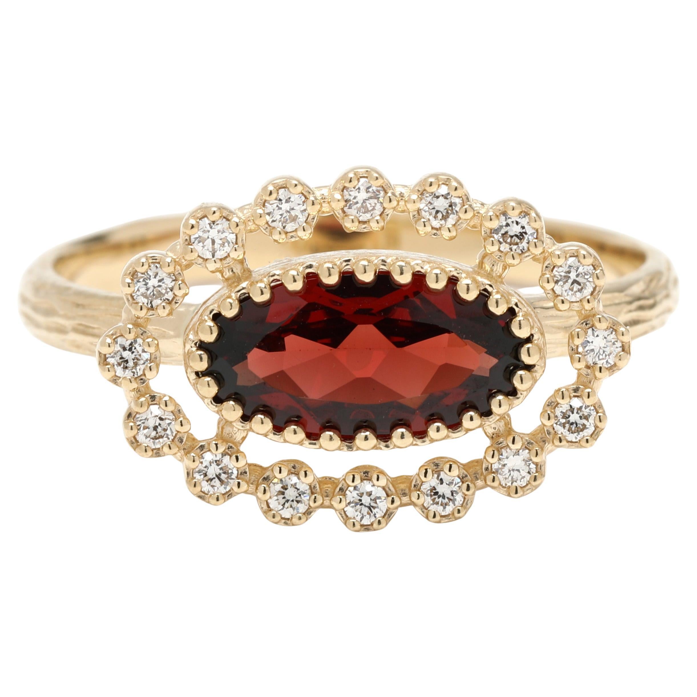 1,66ctw Diamant und Granat Aussage Ring, 14k Gelbgold, Ringgröße 8
