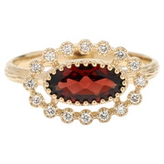 1,66ctw Diamant und Granat Aussage Ring, 14k Gelbgold, Ringgröße 8