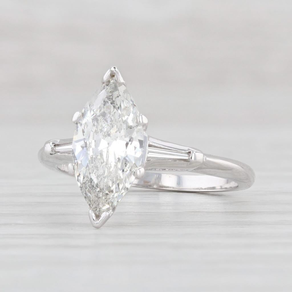 Gemstone Information:
- Natural Diamond Center -
Carats - 1.60ct 
Cut - Marquise 
Color - I
Clarity - I1 
*Please note the center setting has been pregraded EGL USA but this ring does not come with the paperwork.

- Natural Diamonds -
Total Carats -