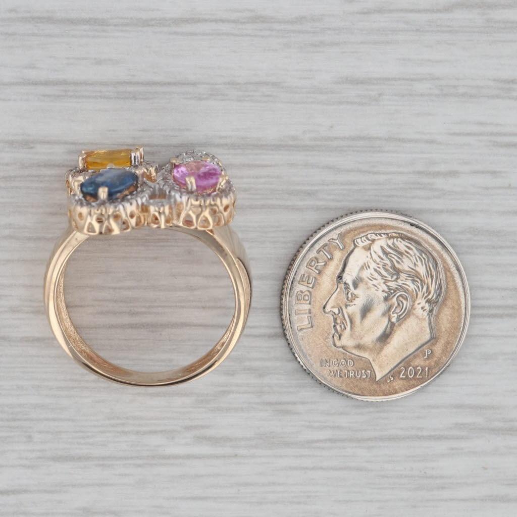 Gemstone Information:
- Natural Sapphires -
Color - Pink
Total Carats - .46ct
Cut - Oval Brilliant
Measures - 4mm x 5.78mm x 2.42 mm

Color - Yellow
Total Carats - .50ct
Cut - Oval Brilliant
Measures - 4mm x 5.98mm x 2.43 mm

Color - Blue
Total