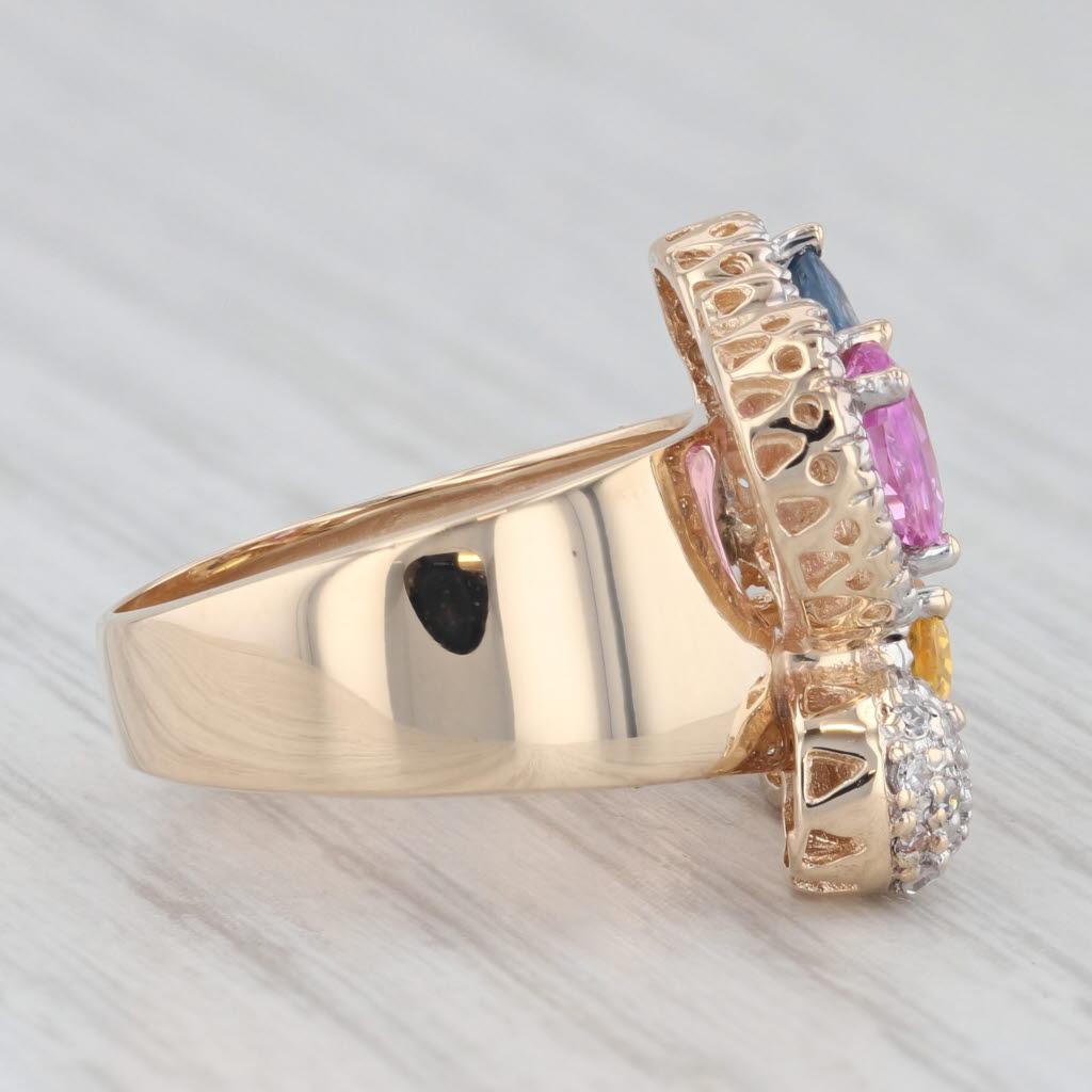 Women's 1.66ctw Multicolor Sapphire Diamond 14k Yellow Gold Ring Size 5 Cocktail