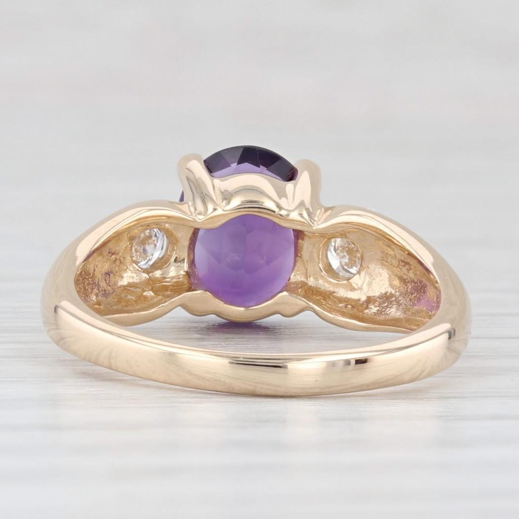 Taille ovale 1.66ctw Oval Amethyst Diamond Ring 14k Yellow Gold Size 7.25 en vente