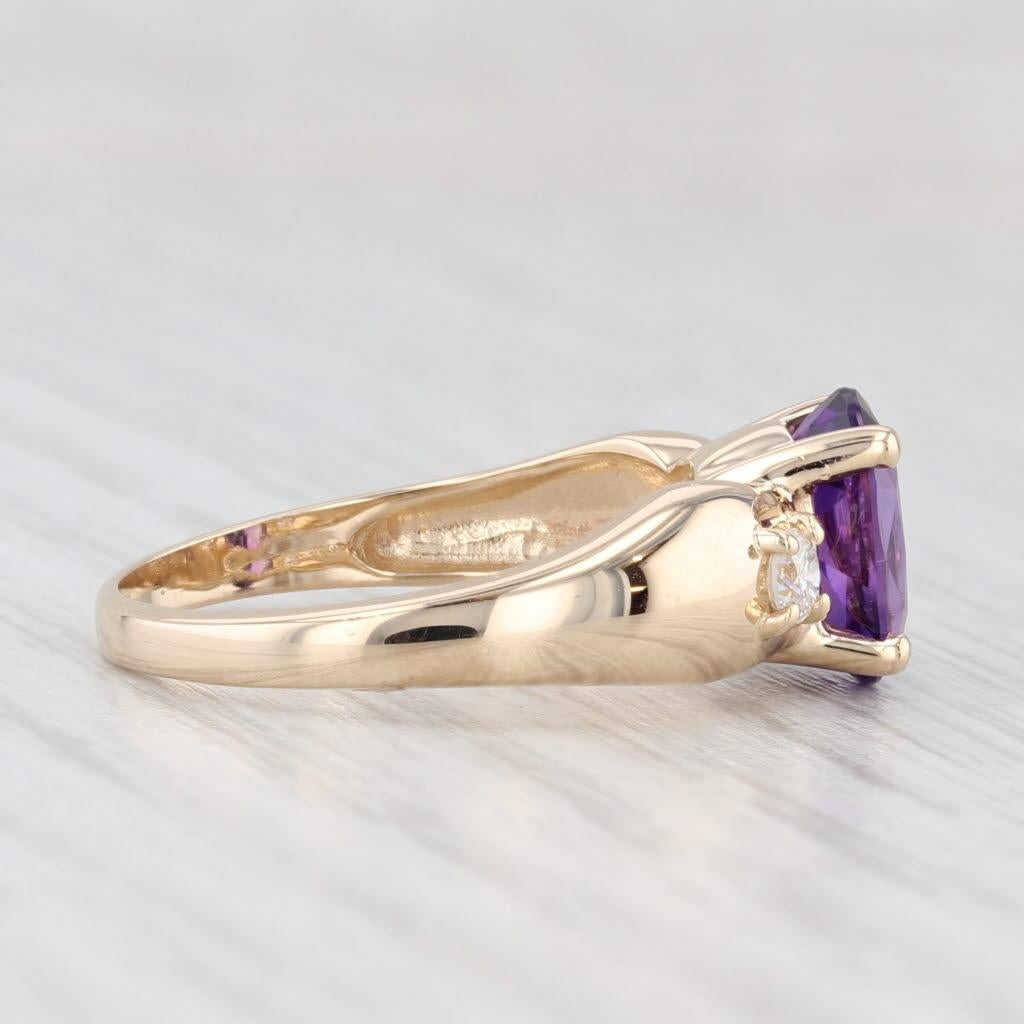 1.66ctw Oval Amethyst Diamond Ring 14k Yellow Gold Size 7.25 Bon état - En vente à McLeansville, NC