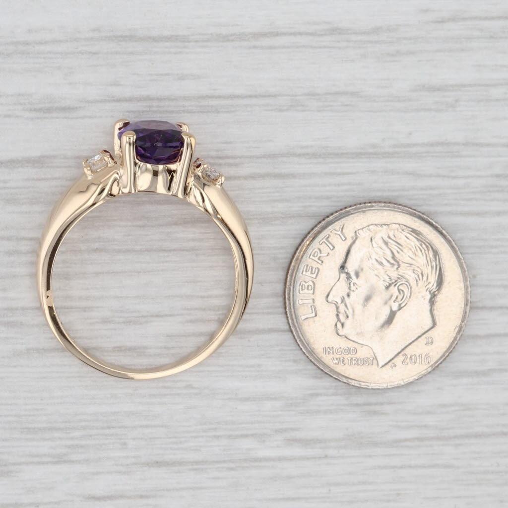 1.66ctw Oval Amethyst Diamond Ring 14k Yellow Gold Size 7.25 en vente 1