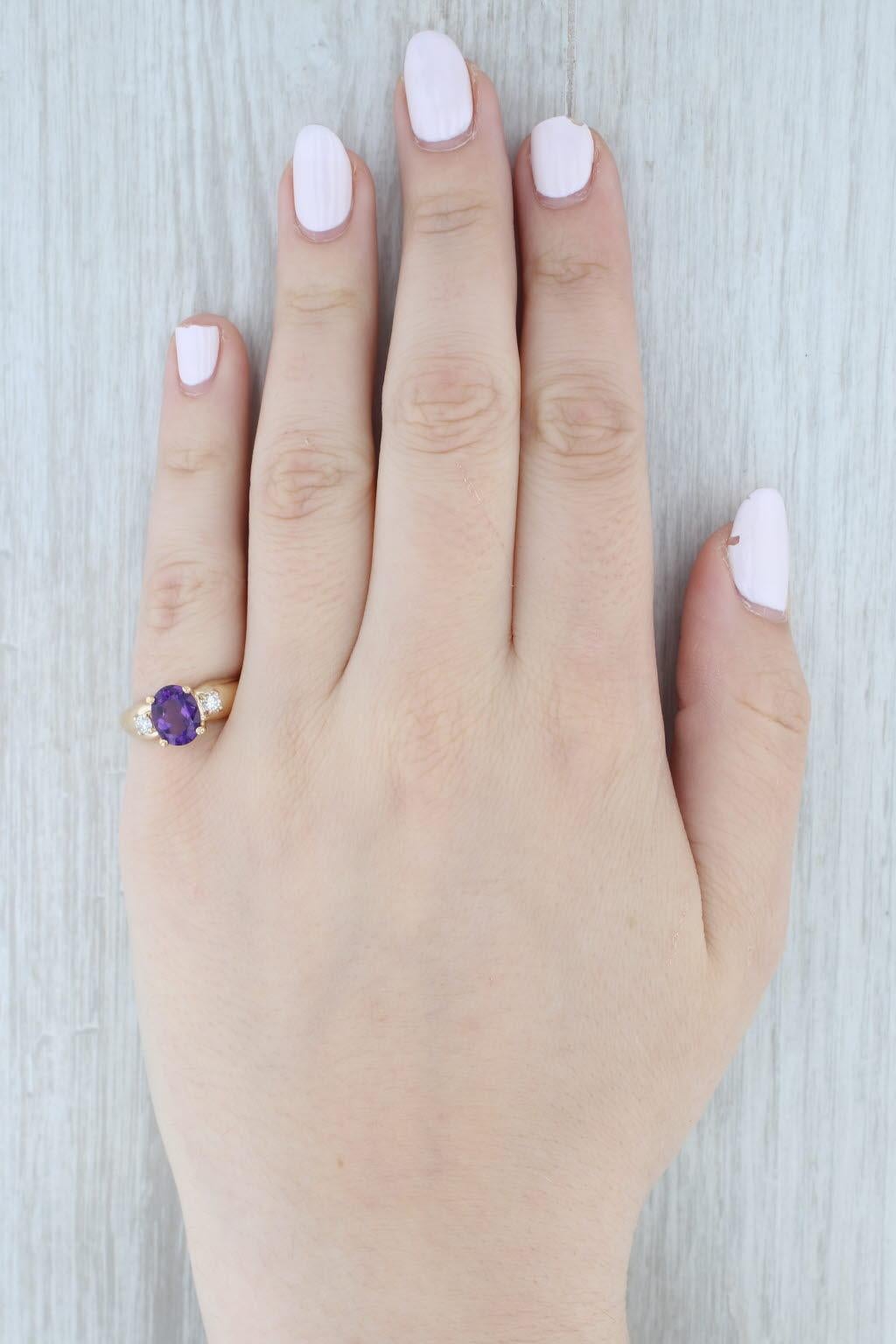 1.66ctw Oval Amethyst Diamond Ring 14k Yellow Gold Size 7.25 en vente 3