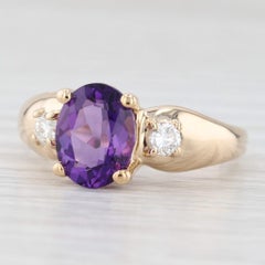 1.66ctw Oval Amethyst Diamond Ring 14k Yellow Gold Size 7.25