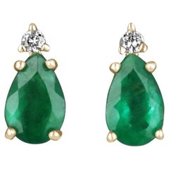 Orecchini con smeraldo e diamante a goccia da 1,66tcw in oro 14K con taglio a pera