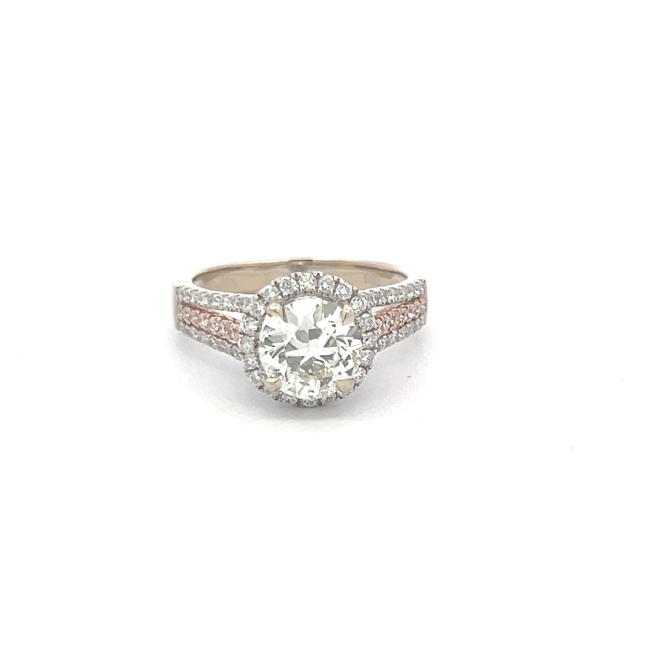 Donna Anello di fidanzamento in oro bianco 18 carati con diamante circolare a brillante e rotondo da 1,67 carati in vendita