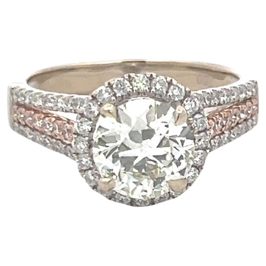 1.67 Carat Circular Brilliant and Round Diamond 18K White Gold Engagement Ring