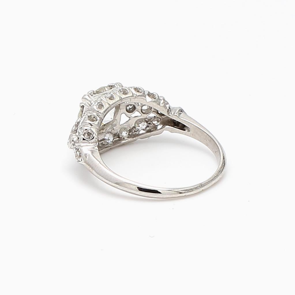1.67 Carat Circular Brilliant Cut and Round Diamond Platinum Engagement Ring For Sale 2