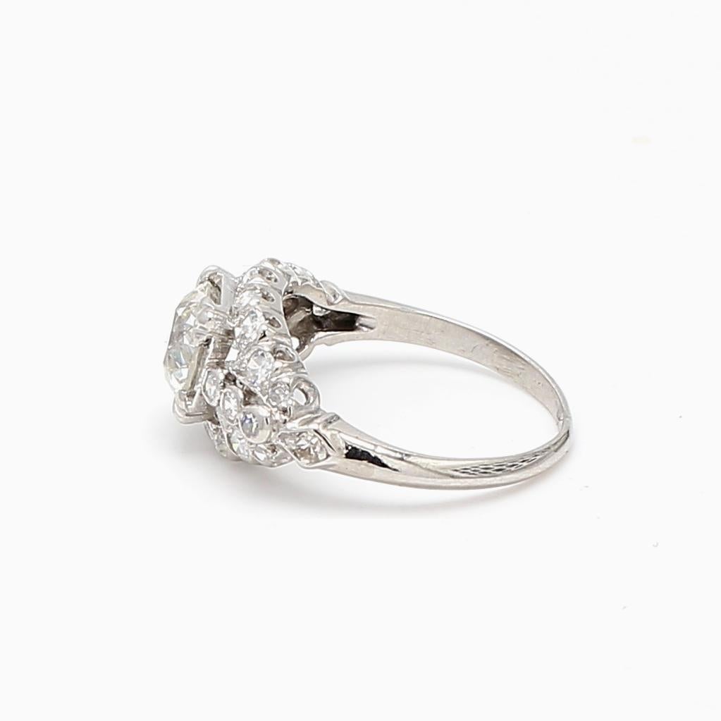 1.67 Carat Circular Brilliant Cut and Round Diamond Platinum Engagement Ring For Sale 3