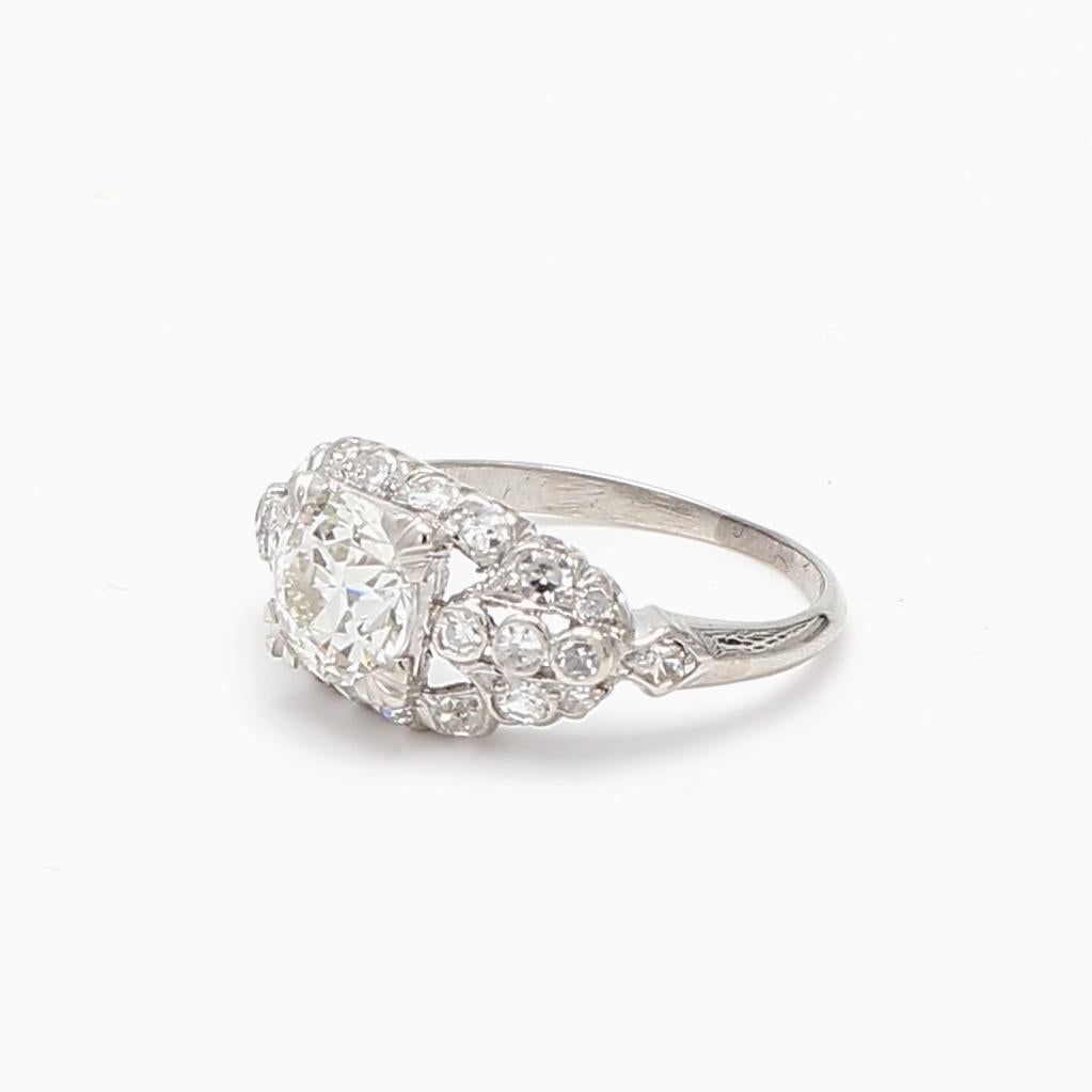 1.67 Carat Circular Brilliant Cut and Round Diamond Platinum Engagement Ring For Sale 4