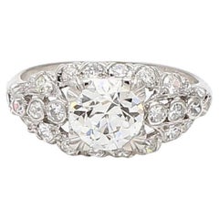1.67 Carat Circular Brilliant Cut and Round Diamond Platinum Engagement Ring