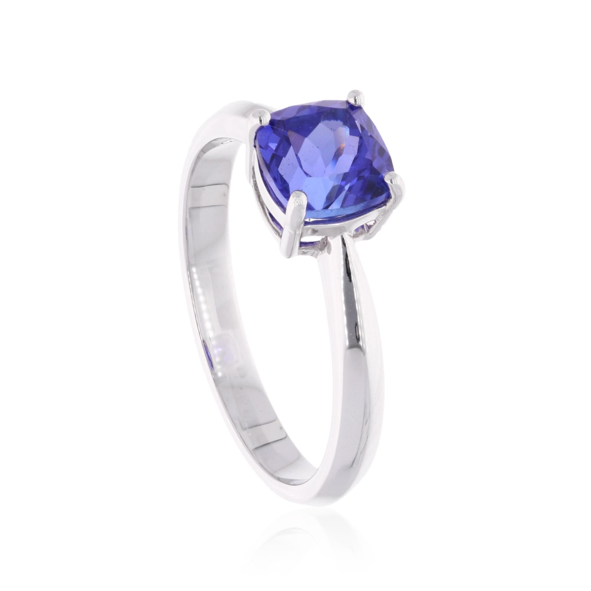 Im Angebot: 1,67 Karat Cushion Tanzanite Solitär Ring 14 Karat Weißgold Feiner Schmuck () 5