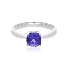 Anello solitario di tanzanite a cuscino da 1,67 carati in oro bianco 14 carati Gioielli di pregio