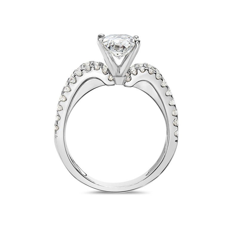 1.67 Carat Diamond 3Row Cathedral Setting Oval Engagement Ring For