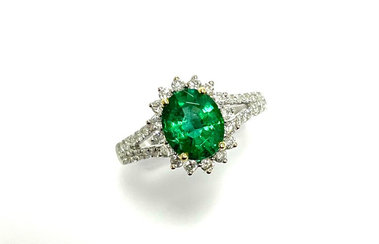 1.67 Carat Emerald Diamond Cocktail Ring For Sale at 1stDibs