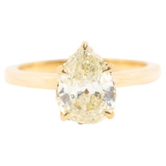 1.67 Carat GIA Certified Fancy Yellow Pear Diamond 18 Carat Gold Engagement Ring