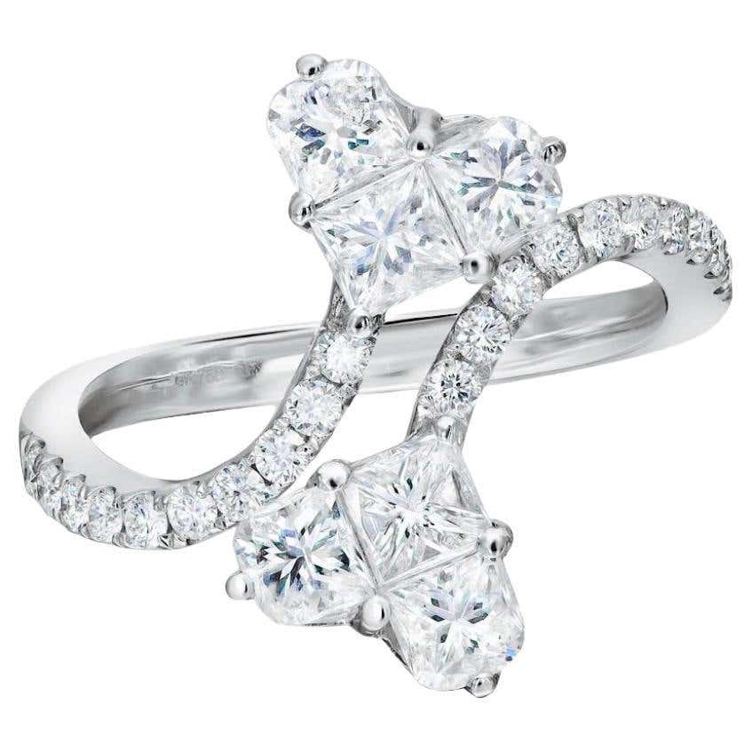 Ring Shape Rig Customizable Split Band Statement Ring with Fancy shaped Diamonds in ...