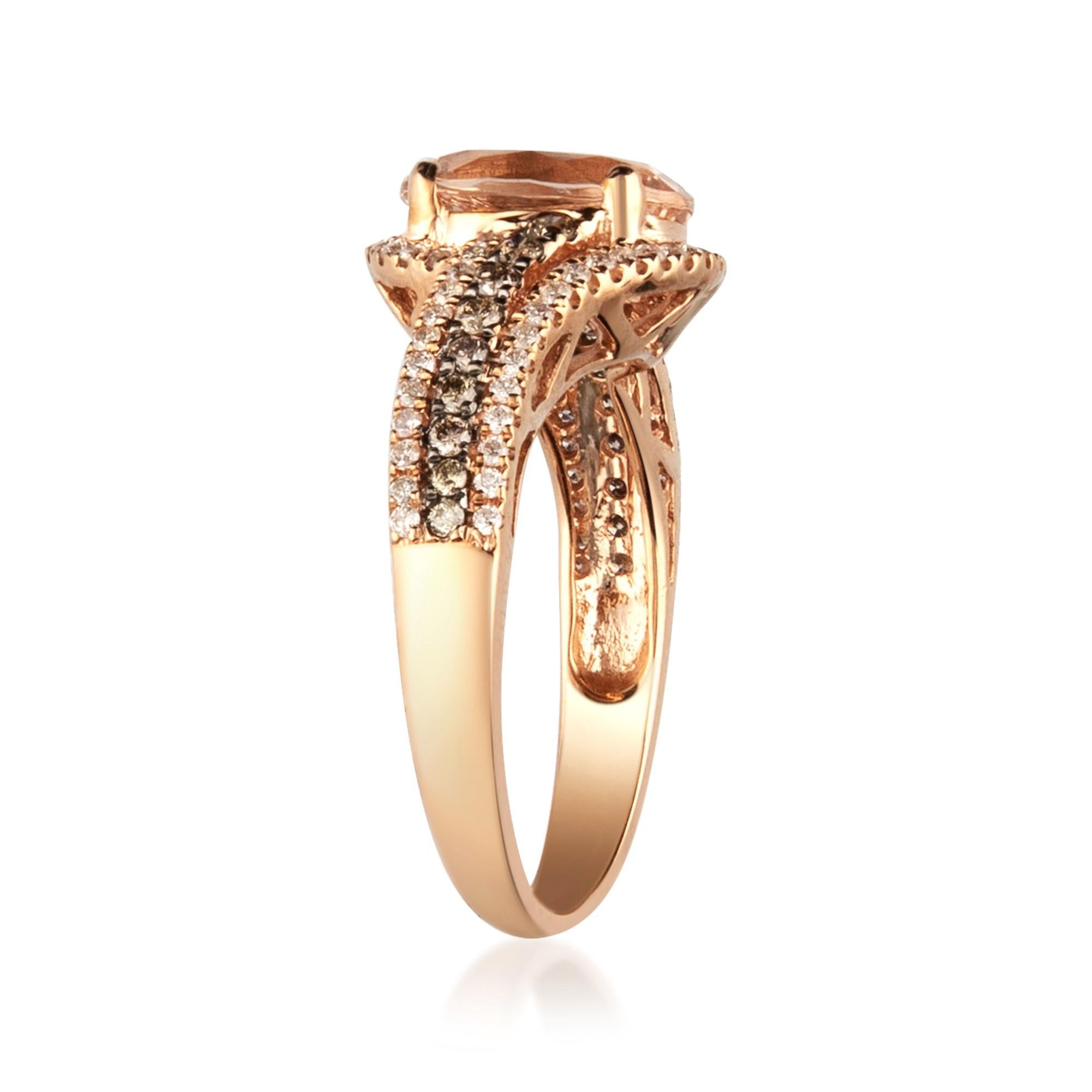 Surprise your wife with an anniversary dinner and relive how you proposed all those years ago with this 10K rose gold ring that displays a charming 1.67-carat Gin& Grace Genuine Morganite gemstone. The oval-cut center stone is surrounded by small,