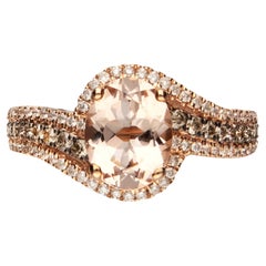 1.67 Carat Morganite Oval Cut Diamond Accents 10K Rose Gold Engagement Ring