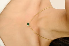 1.67 Carat Octagon Emerald Solitaire Chain Necklace in Bezel-Set 14k Yellow Gold