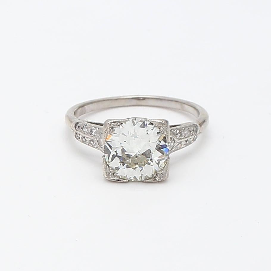 1.67 Carat Old European Cut Shape J-VS1 Diamond Platinum Wedding Ring