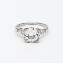 1.67 Carat Old European Cut Shape J-VS1 Diamond Platinum Wedding Ring