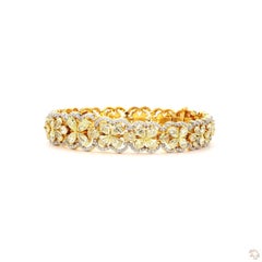 1.67 Carat Round Brilliant Cut White Diamond Yellow Diamond Gold Bracelet