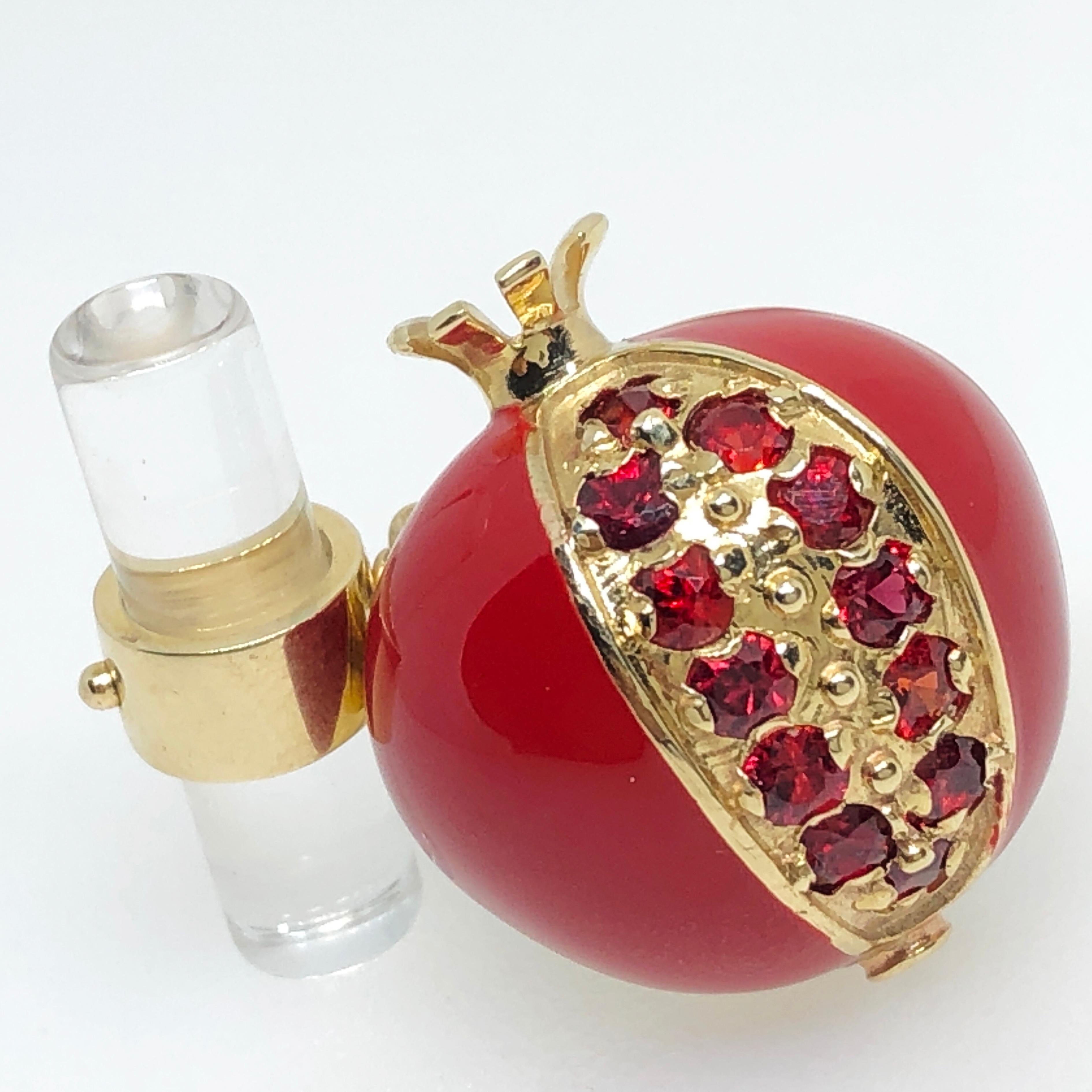 Contemporary Berca 1.67 Karat Ruby Red Enamel Pomegranate Rock Crystal Back Gold Cufflinks