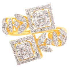 1,67 Karat SI Reinheit HI Farbe Baguette Diamant Feiner Wickelring 14k Gelbgold