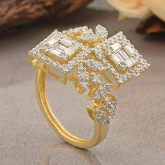 Spectrum 14-karätiger Gelbgold-Ring mit geometrischem Diamant-Bypass-Design