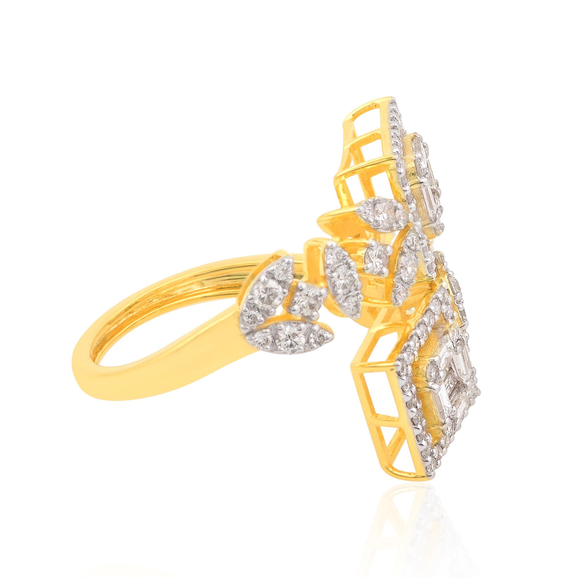 For Sale:  1.67 Carat SI Clarity HI Color Designer Diamond Bypass Wrap Ring 14k Yellow Gold 4