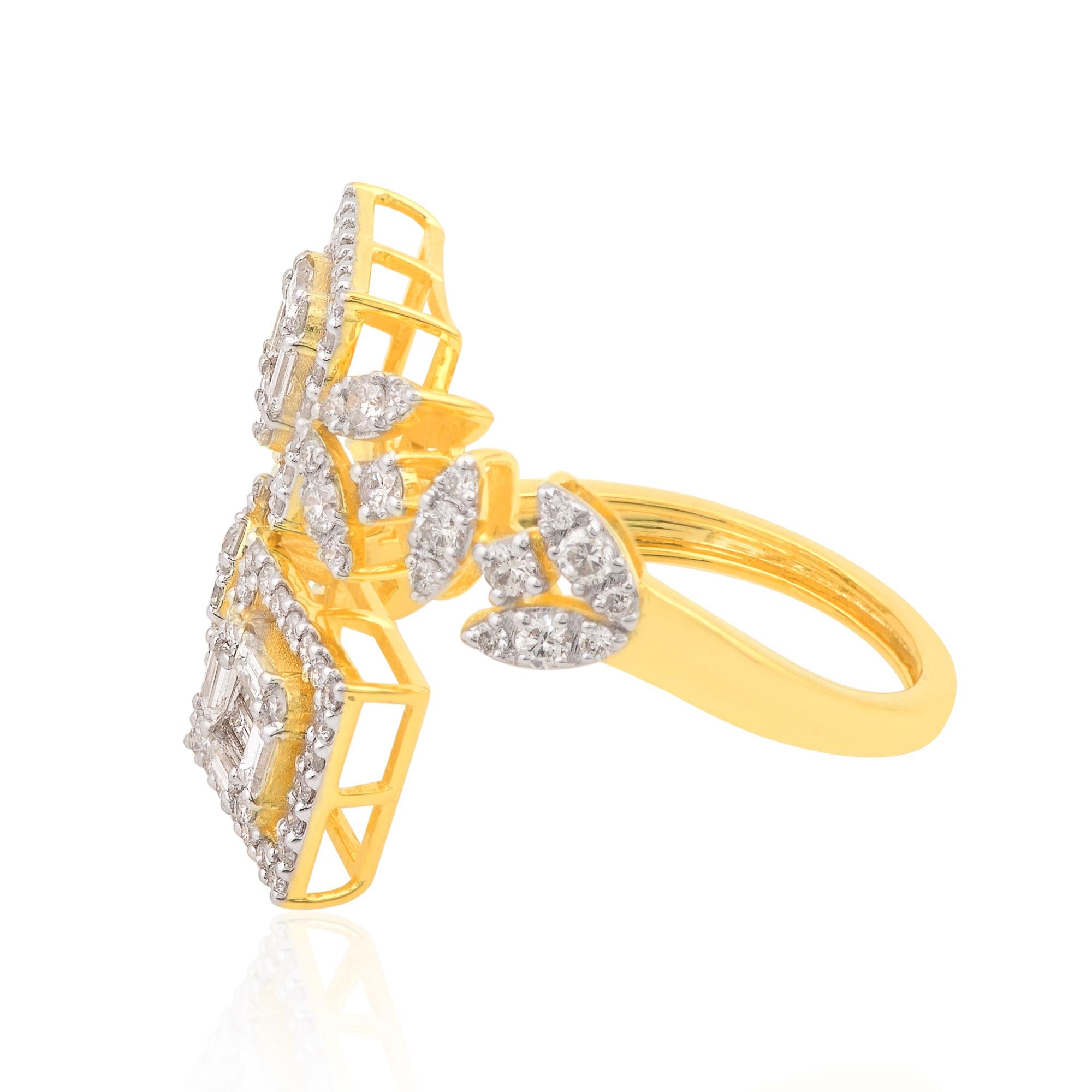 For Sale:  1.67 Carat SI Clarity HI Color Designer Diamond Bypass Wrap Ring 14k Yellow Gold 5