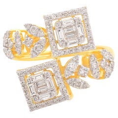 1.67 Carat SI Clarity HI Color Designer Diamond Bypass Wrap Ring 14k Yellow Gold