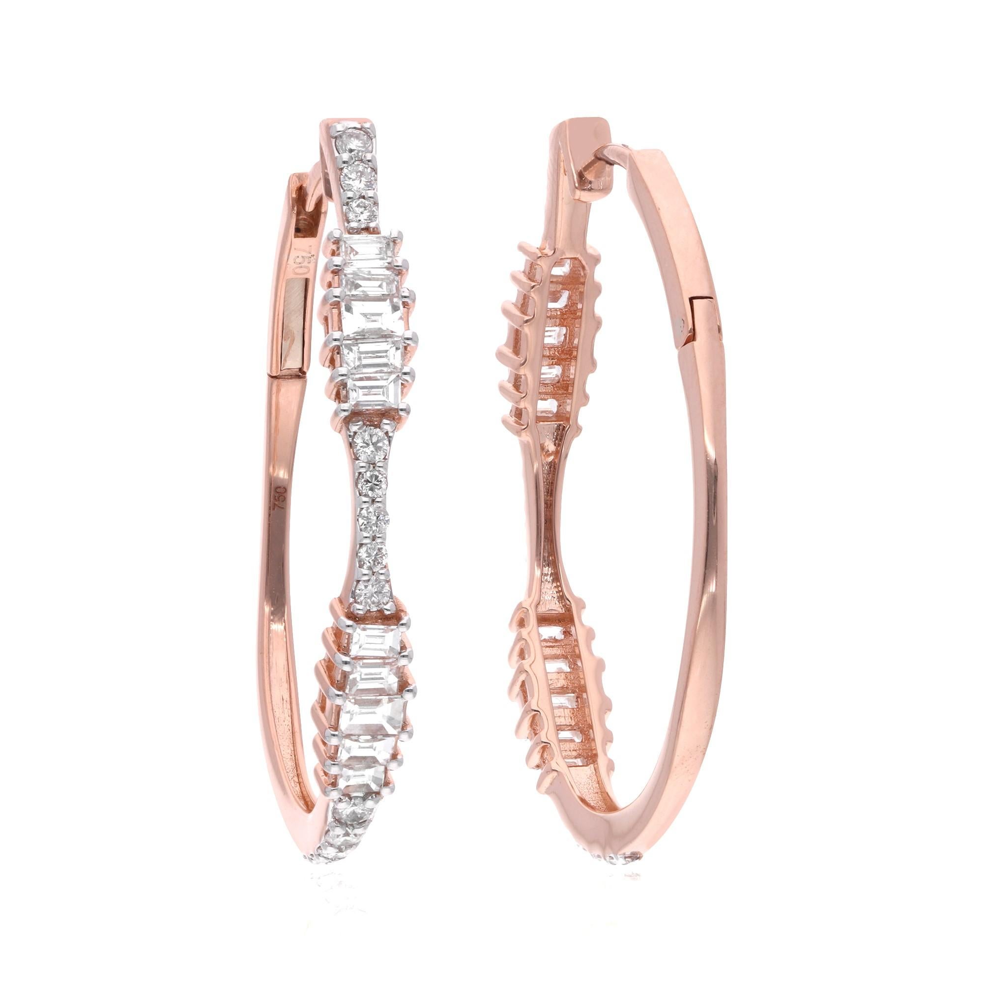 Pendientes de aro de diamantes de 1,67 quilates con claridad SI y color HI Joyas de oro rosa de 14 quilates en venta 1