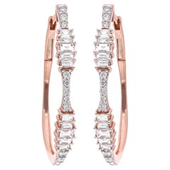 1,67 Carati SI Chiarezza HI Colore Orecchini a cerchio di diamanti Gioielli in oro rosa 14 carati