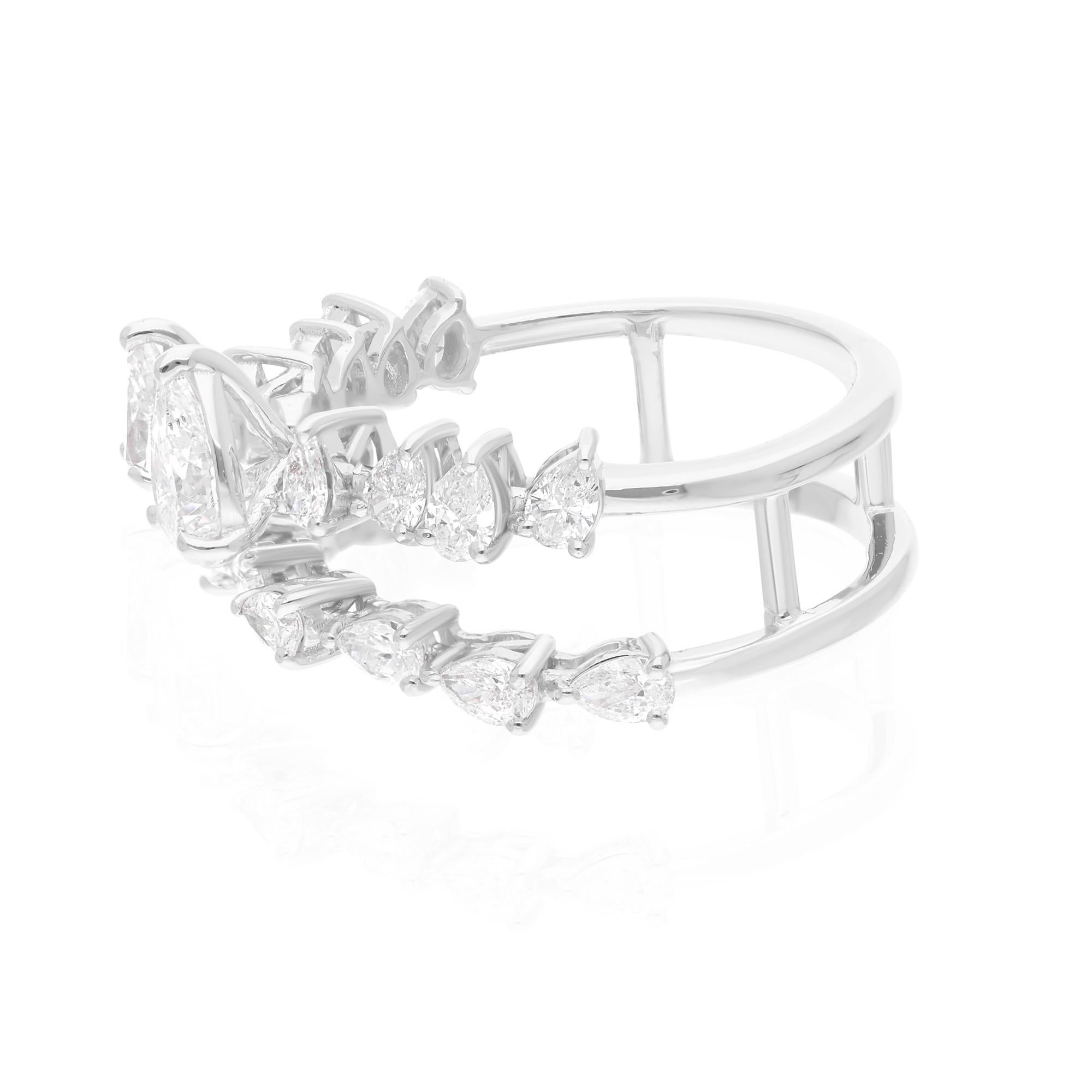 Modern 1.67 Carat SI Clarity HI Color Pear Diamond Ring 14 Karat White Gold Jewelry For Sale