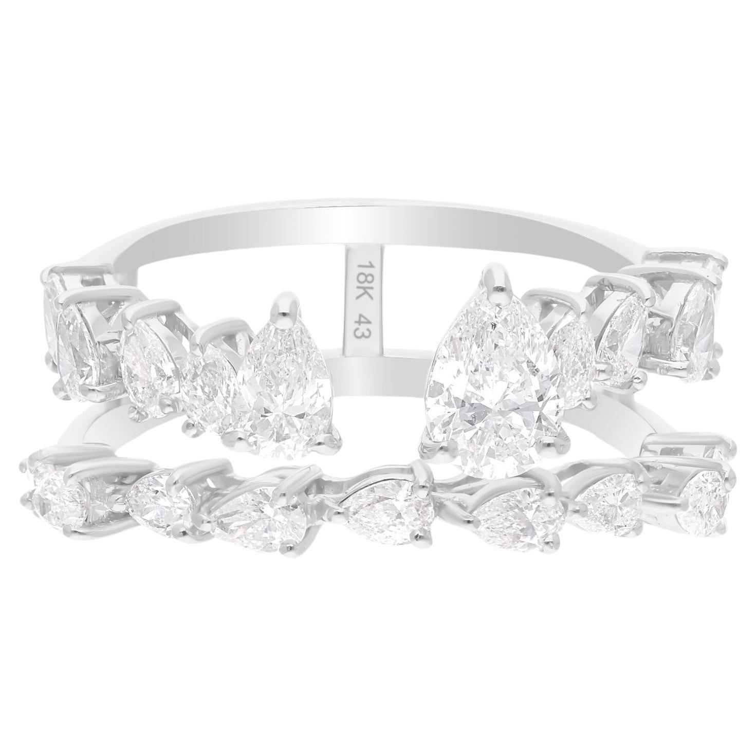 1.67 Carat SI Clarity HI Color Pear Diamond Ring 14 Karat White Gold Jewelry