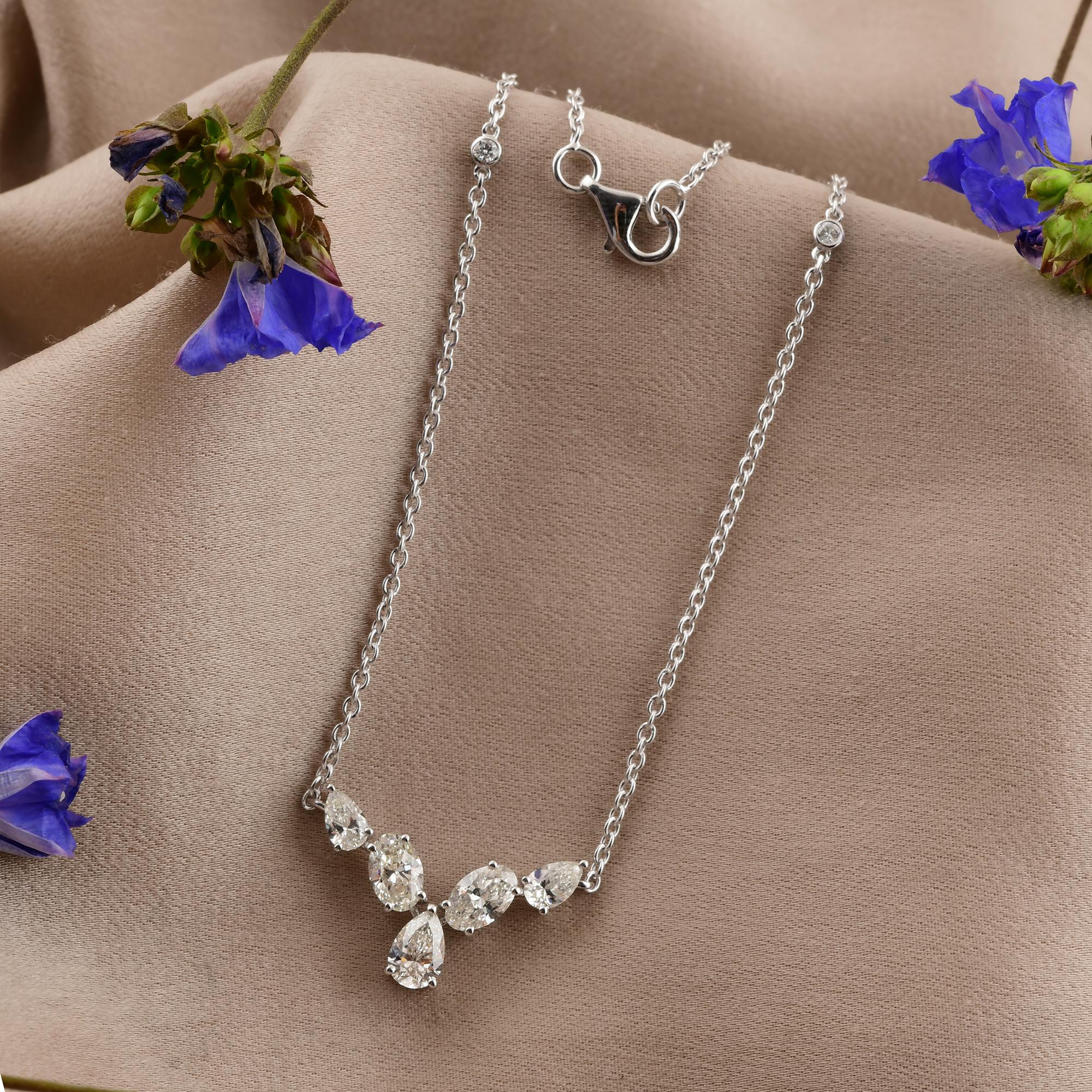 1.67 Karat SI/H Birnenförmiger ovaler Diamant-Anhänger Halskette aus 18 Karat Weißgold Schmuck (Gemischter Schliff) im Angebot