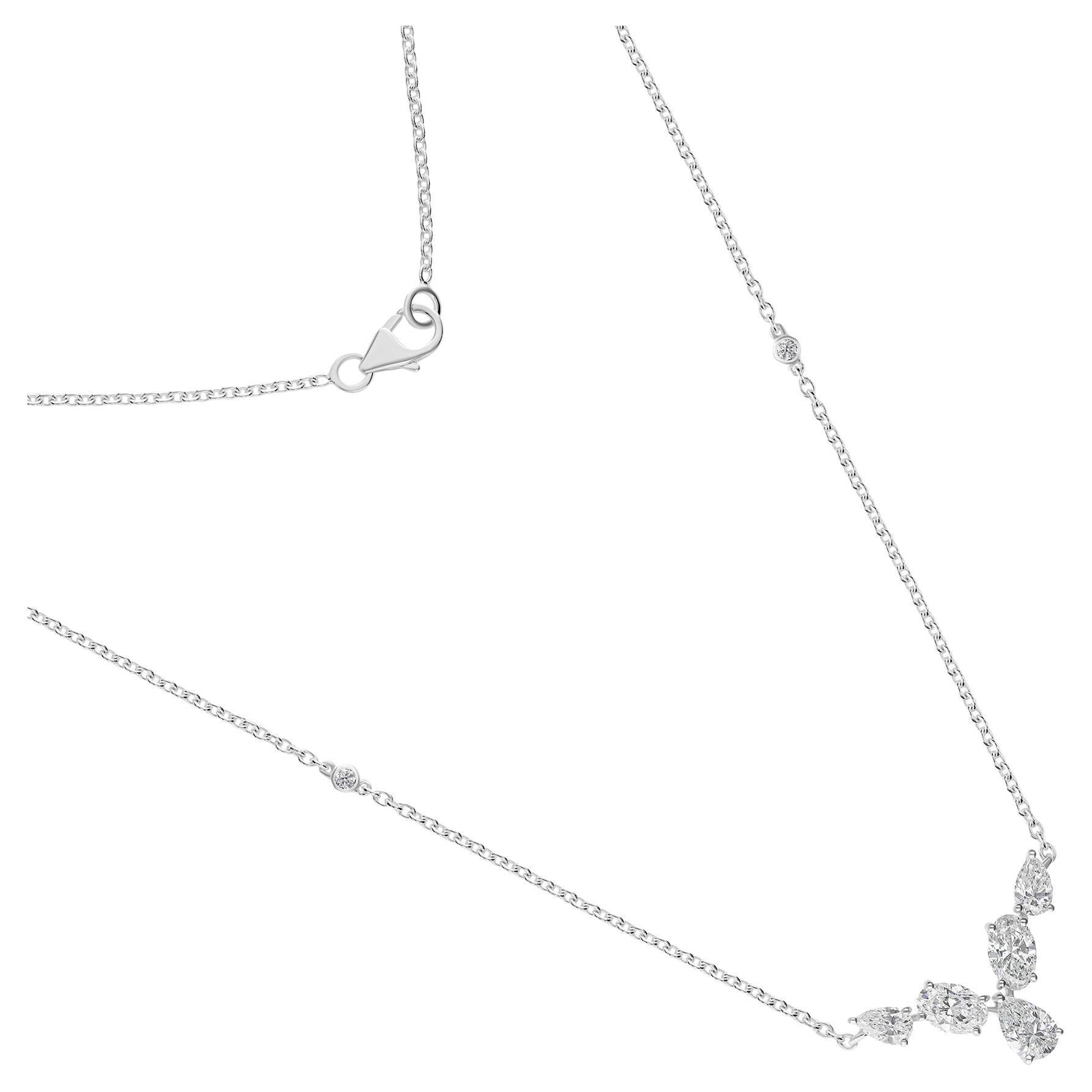 1.67 Carat SI/H Pear Oval Diamond Pendant Necklace 18 Karat White Gold Jewelry