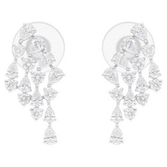 Orecchini di diamanti da 1,67 carati SI/H Pear Round Brilliante Cut Oro bianco 14 carati