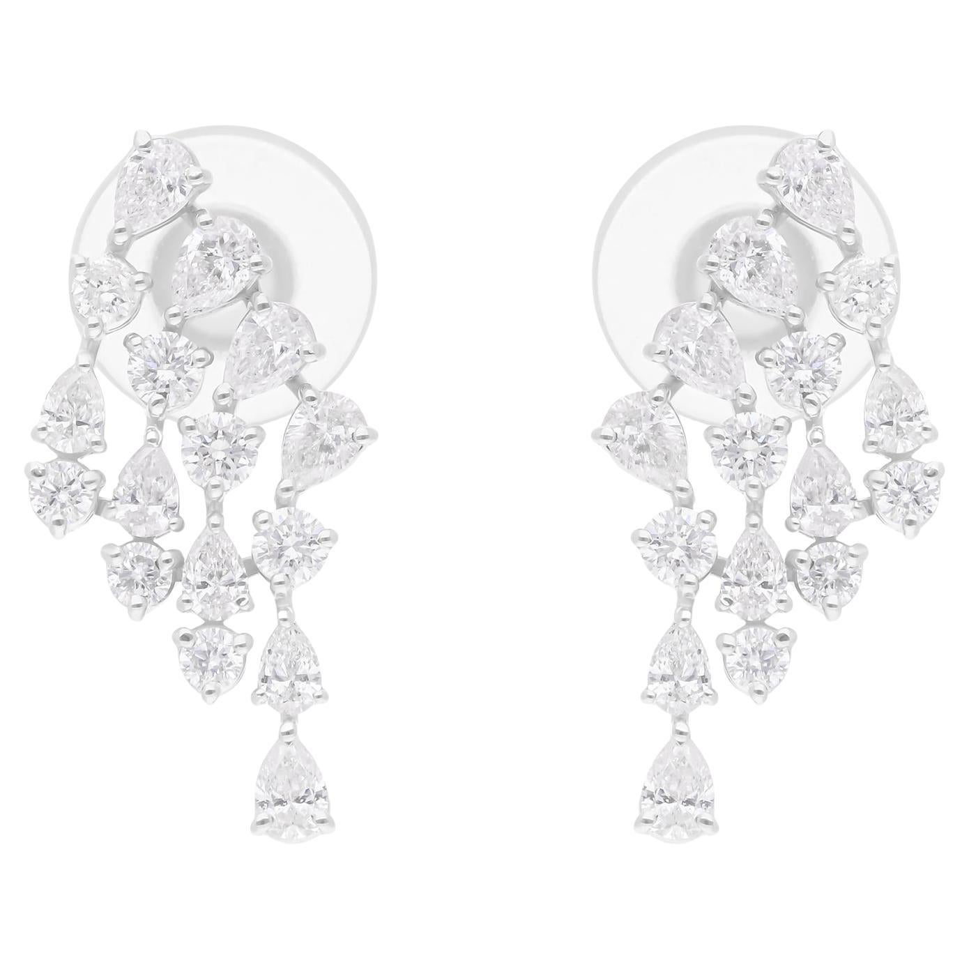 1.67 Carat SI/H Pear Round Brilliant Cut Diamond Earrings 18 Karat White Gold
