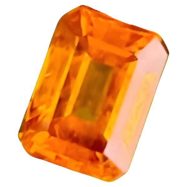 1.67 Carats Fanta Spessartite Loose Garnet Stone Emerald Cut Nigerian Gemstone For Sale