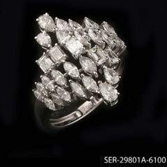 1,67 Ct. Anello a grappolo di diamanti naturali in oro bianco 18k Gioielli di dichiarazione nuziale