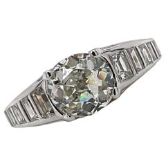 Bague de fiançailles de succession en platine avec diamant taille vieille Europe de 1,77 carat
