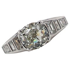 Antique 1.67 CT Old European Cut Diamond Platinum Engagement Estate Ring 