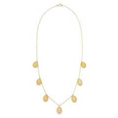 16.7 CTW Opal Charm Chain Necklace for Party in 18K Yellow Gold