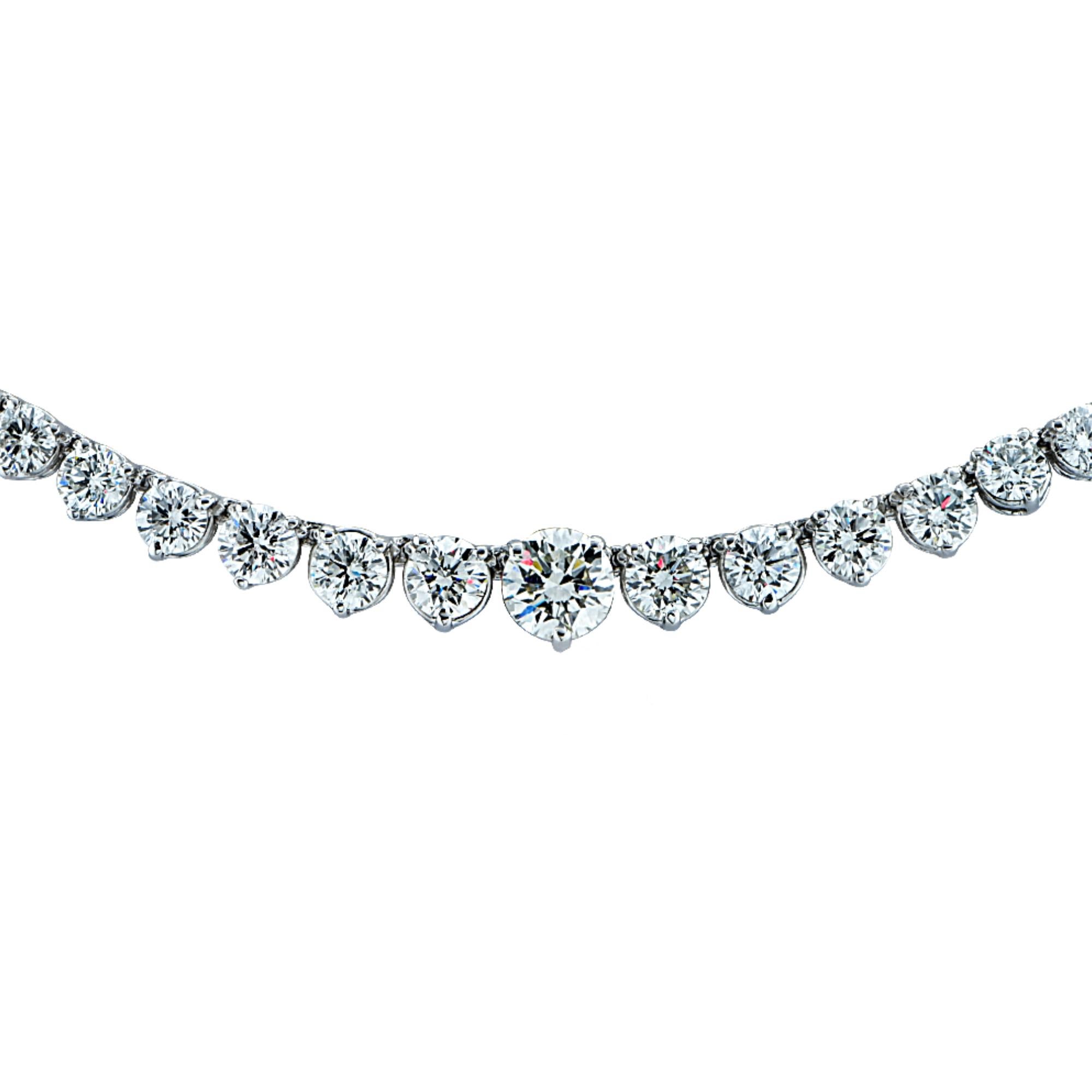 Modern 16.70 Carat Diamond Riviera Platinum Necklace