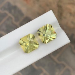 16.70 Carat Natural Loose Lemon Quartz Pair Square Shape Gemstone